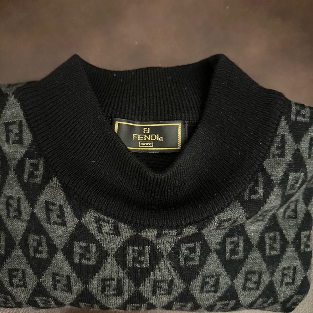 Fendi Black and Gray Crewneck Sweater